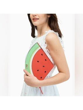 Kate Spade Watermelon Slice Zip Clutch - Red & Green